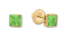 Load image into Gallery viewer, Princess Cut Stud Earrings – 6mm & 8mm | 18k Gold or White Gold Finish