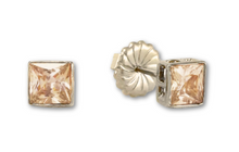 Load image into Gallery viewer, Princess Cut Stud Earrings – 6mm & 8mm | 18k Gold or White Gold Finish