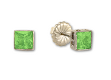 Load image into Gallery viewer, Princess Cut Stud Earrings – 6mm & 8mm | 18k Gold or White Gold Finish