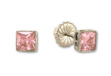 Load image into Gallery viewer, Princess Cut Stud Earrings – 6mm & 8mm | 18k Gold or White Gold Finish