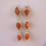 Red Jasper and Silver Tier Drop Earrings by The Urban Charm