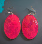 Pink Marble Oval Dome Lures of Love Earrings