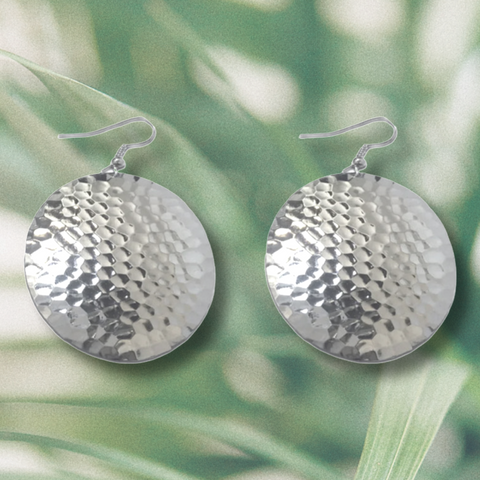 Silver Hammered Circle Earrings