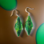 Green Yellow Marble Wavy Lures of Love Earrings