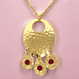 Hammered Ruby Chandelier Necklace