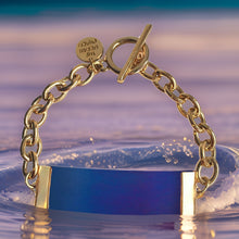 Load image into Gallery viewer, Blue Leather and Chain ID Toggle Bracelet