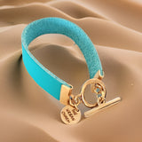 Turquoise Genuine Leather Color Band Bracelet
