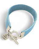 Baby Blue Leather Color Band Bracelet by The Urban Charm