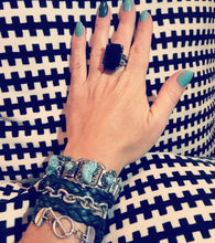 Load image into Gallery viewer, Silver Chain Black Braided Four Wrap Genuine Leather Bracelet by The Urban Charm
