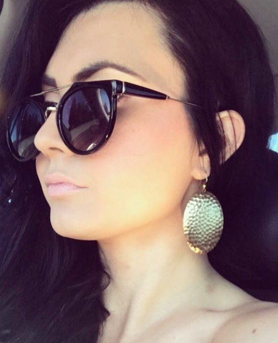 Hammered Oval Domed Dangle Earrings