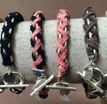 Load image into Gallery viewer, Black Suede Woven Cable Chain Toggle Bracelet
