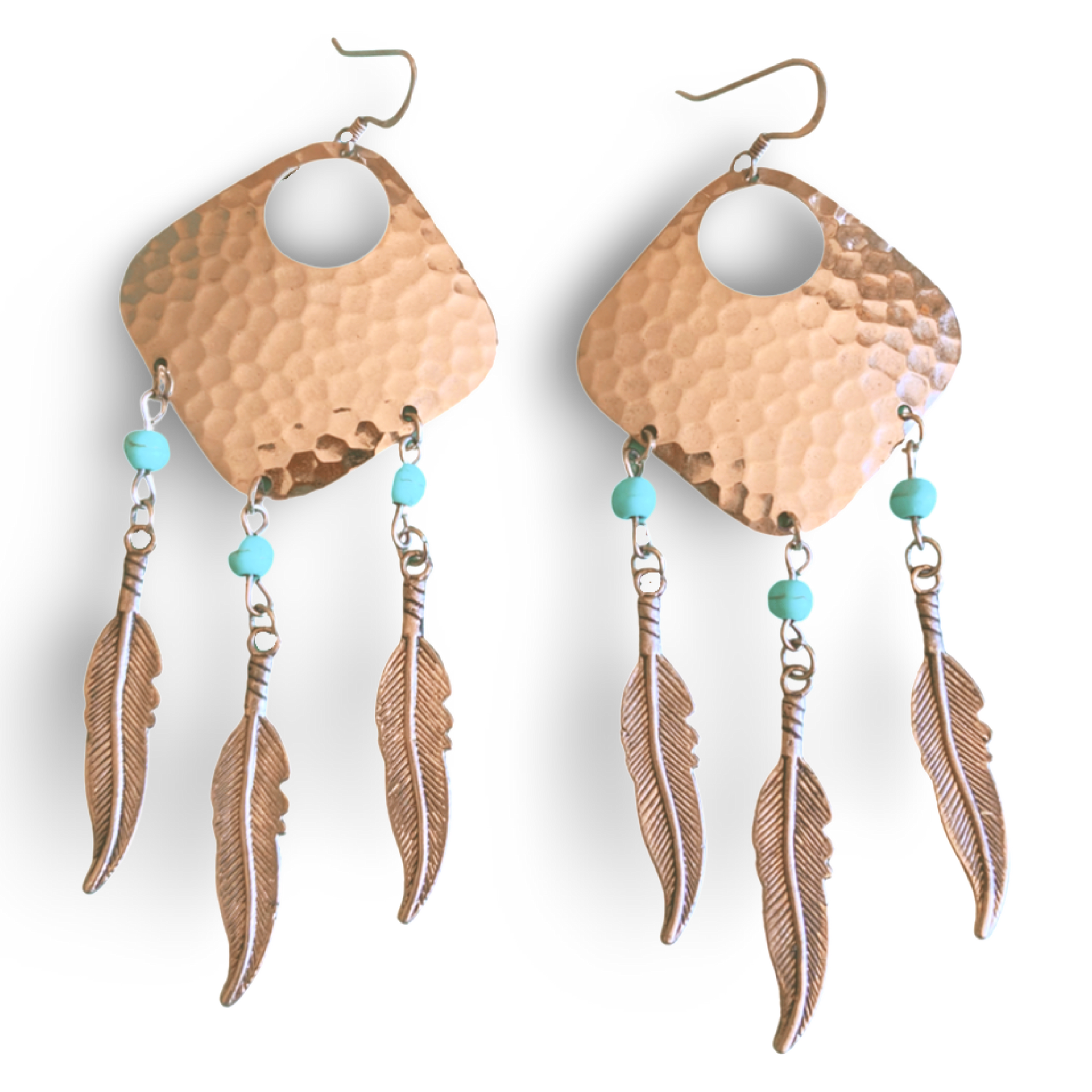 Dream Catcher Earrings with Turquoise Accents and Feathers by The Urban Charm