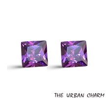 Load image into Gallery viewer, 8mm Princess Amethyst Cubic Zirconia AAAAA quality Lab-grown Loose Gemstones : Set of 2
