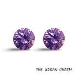 8mm Round Amethyst Cubic Zirconia AAAAA quality Lab-grown Loose Gemstones : Set of 2