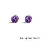 6mm Round Cut Amethyst Cubic Zirconia AAAAA quality Lab-grown Loose Gemstones : Set of 2