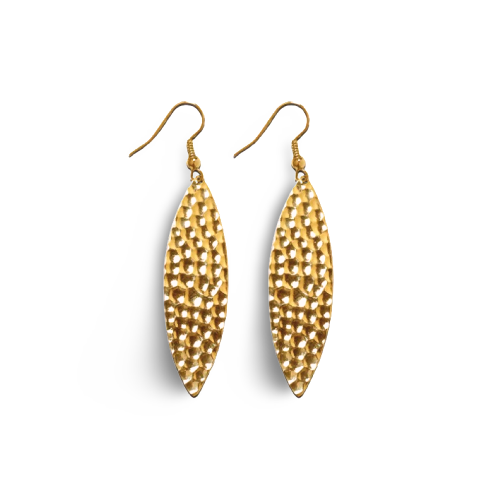 Mini Navette Hammered Metal Earrings