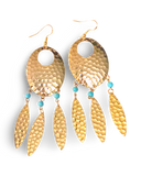Navette Dream Catcher Earrings with Turquoise Accents and Feathers by The Urban Charm