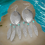 Navette Dream Catcher Earrings with Turquoise Accents and Feathers by The Urban Charm