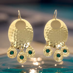 Hammered Emerald Chandelier Earrings