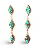 Natural Turquoise and Silver Tier Drop Earrings by The Urban Charm