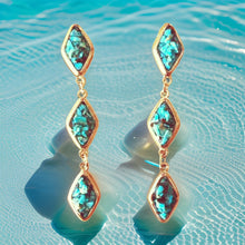 Load image into Gallery viewer, Natural Turquoise and Silver Tier Drop Earrings by The Urban Charm
