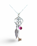 Skeleton Key Necklace with Pink Tiger’s Eye