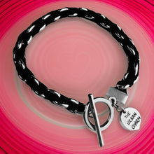 Load image into Gallery viewer, Black Suede Woven Cable Chain Toggle Bracelet

