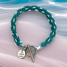 Load image into Gallery viewer, Turquoise Suede Woven Cable Chain Toggle Bracelet
