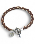 Camel Suede Woven Cable Chain Toggle Bracelet