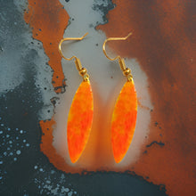 Load image into Gallery viewer, Yellow Orange Marble Mini Navette Lures of Love Earrings

