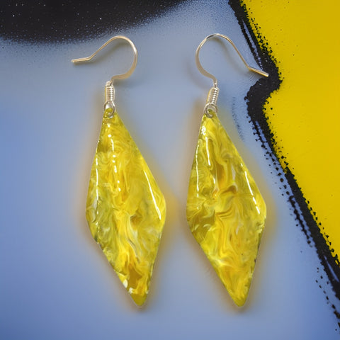 Yellow Marble Wavy Lures of Love Earrings