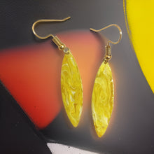 Load image into Gallery viewer, Yellow Marble Mini Navette Lures of Love Earrings
