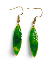 Load image into Gallery viewer, Green Yellow Marble Mini Navette Lures of Love Earrings
