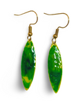 Green Yellow Marble Mini Navette Lures of Love Earrings