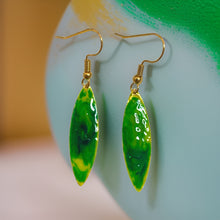 Load image into Gallery viewer, Green Yellow Marble Mini Navette Lures of Love Earrings
