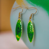 Green Yellow Marble Mini Navette Lures of Love Earrings