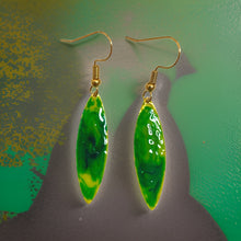 Load image into Gallery viewer, Green Yellow Marble Mini Navette Lures of Love Earrings
