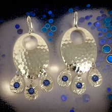 Load image into Gallery viewer, Hammered Sapphire Chandelier Earrings
