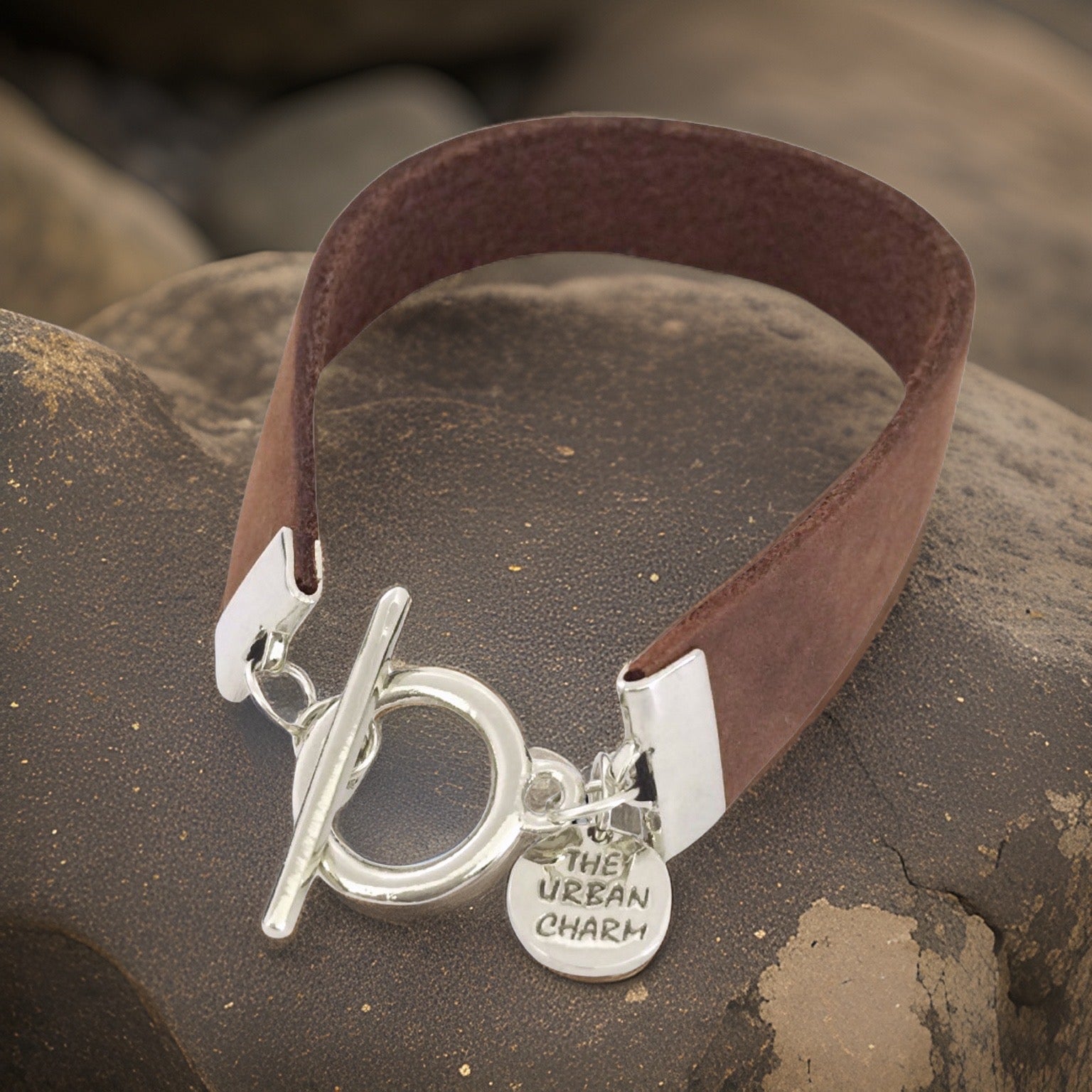 Distressed Tan Leather Color Band Bracelet by The Urban Charm
