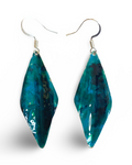 Blue Green Marble Wavy Lures of Love Earrings
