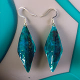 Blue Green Marble Wavy Lures of Love Earrings
