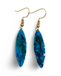 Blue Green Marble Mini Navette Lures of Love Earrings