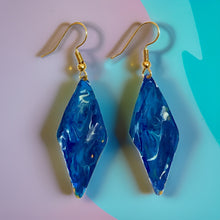 Load image into Gallery viewer, Blue Marble Wavy Lures of Love Earrings

