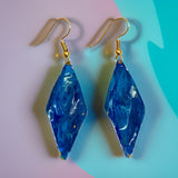 Blue Marble Wavy Lures of Love Earrings