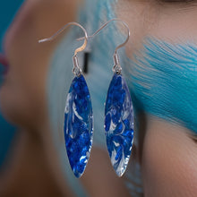 Load image into Gallery viewer, Blue Marble Mini Navette Lures of Love Earrings
