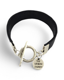 Black Leather Color Band Bracelet by The Urban Charm
