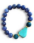 Lapis Lazuli, Lava Rock and Turquoise Stone Bracelet
