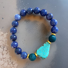 Load image into Gallery viewer, Lapis Lazuli, Lava Rock and Turquoise Stone Bracelet
