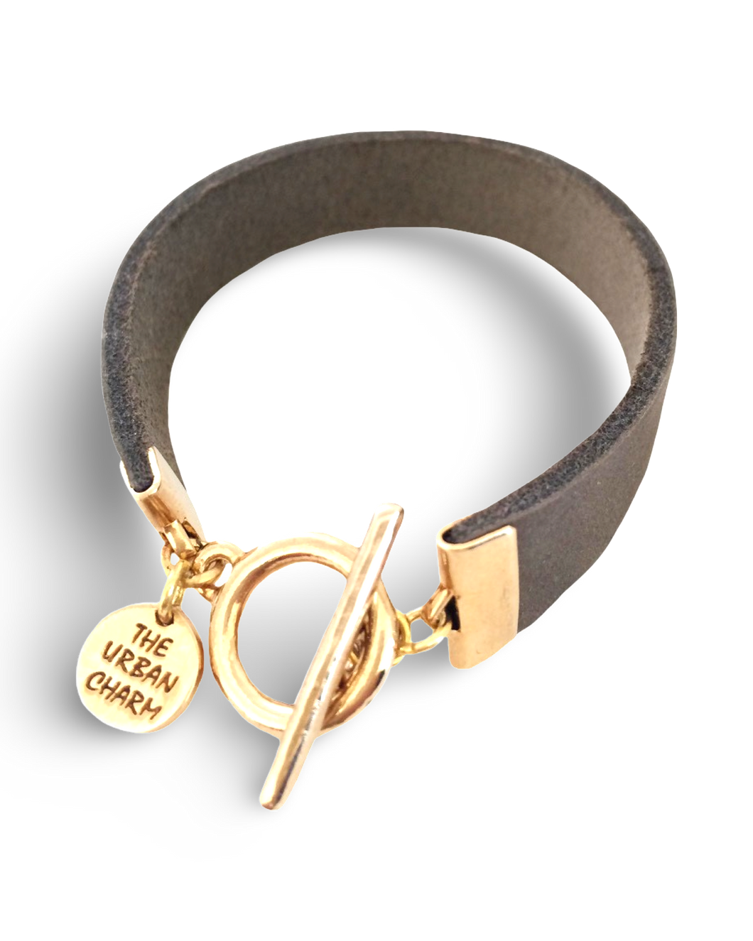 Distressed Gray Leather Color Band Bracelet by The Urban Charm