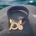 Navy Leather Color Band Bracelet